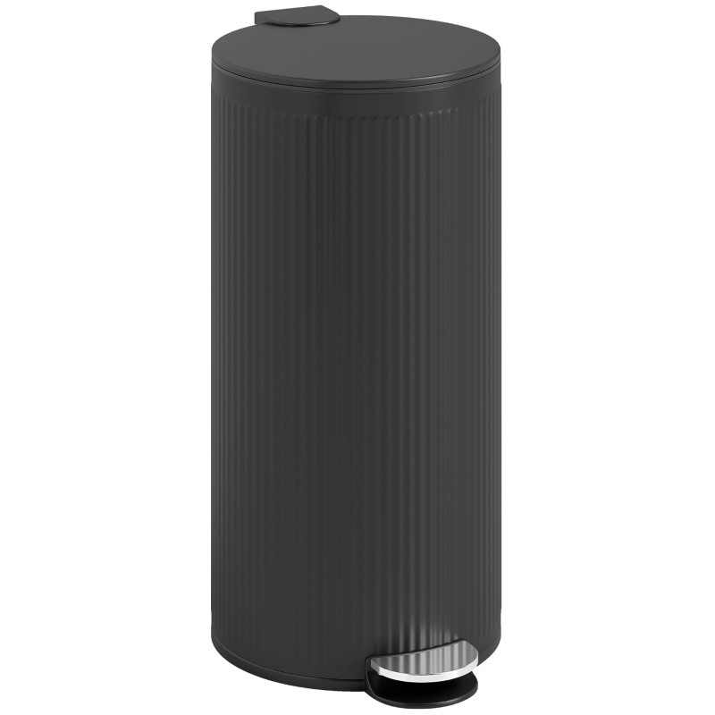 HOMCOM Mülleimer 30 L Treteimer mit Softclose-Deckel und Pedal, Inneneimer Metall, Schwarz, 36 x 30 x 60,5 cm