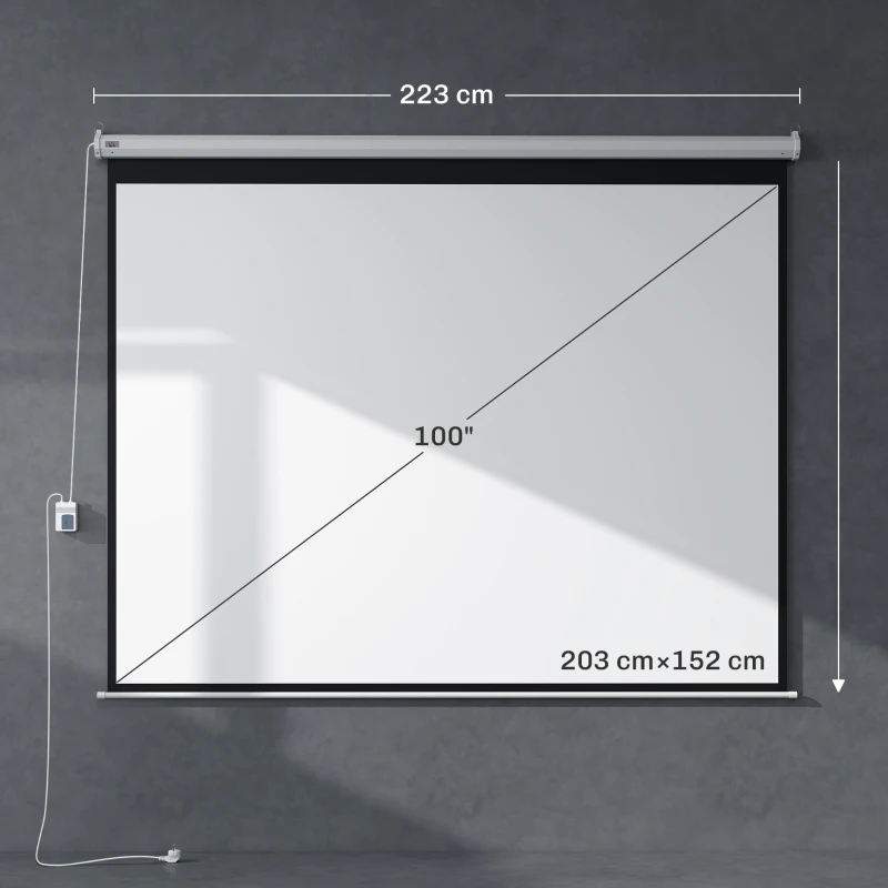Ecran de projection motorisé 4:3 203L x 152H cm blanc(m-3)