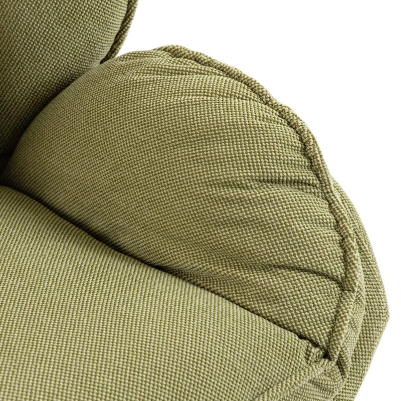 HOMCOM Armchair with Adjustable Footstool, 360° Swivel Chenille Cloud Accent Chair with Thick Cushion, Steel Base, Green
