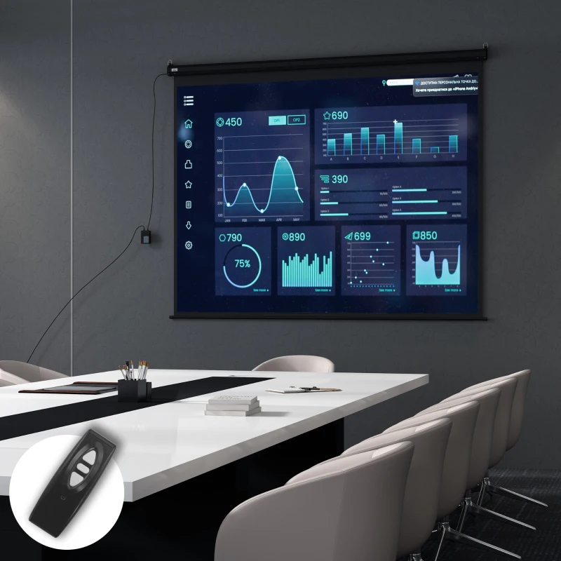 HOMCOM Schermo per Proiettore 120" Formato 4:3 Regolabile con Telecomando, 244x183cm, Nero
