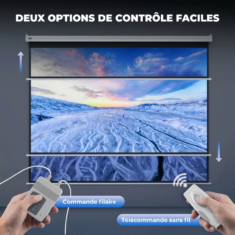 HOMCOM Écran vidéoprojecteur 84 Pouces, 4:3 4K HD écran de projection motorisé et électrique, écran de projection tv et home cinéma, montage mural ou plafond, panneau de commande et télécommande(m-6)