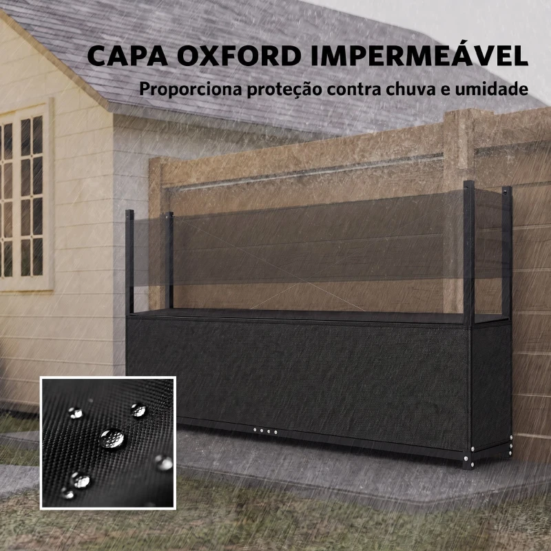 Outsunny Lenheiro com Capa Oxford 600D e Cabos, Estrutura em Aço Galvanizado, Carga 500 kg, para Interior e Exterior, Preto