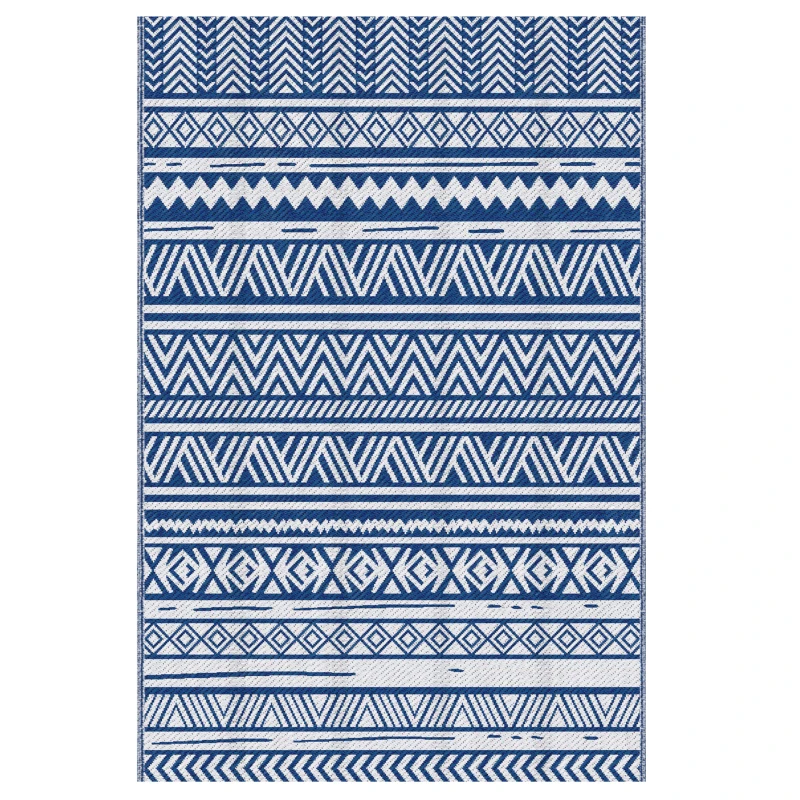 Outsunny Tapis extérieur Style Graphique - Tapis réversible 2 Motifs - dim. 2,74L x 1,82l m - PP Haute densité 310 g/m²