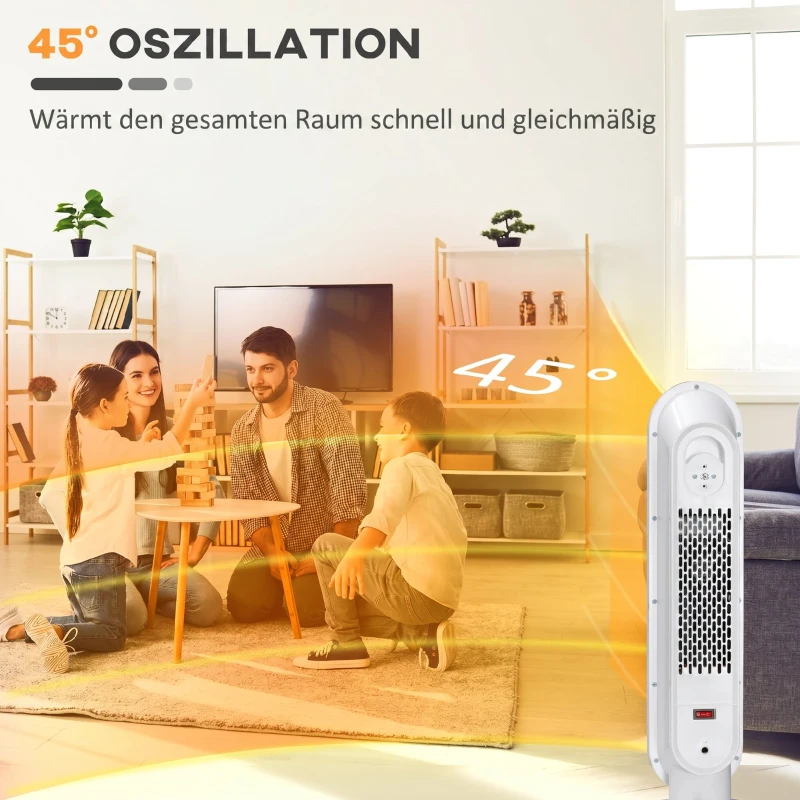 HOMCOM Heizlüfter 2000W Heizlüfter, PTC Keramik Elektrische Heizung mit Fernbedienung, Oszillation, 12h Timer