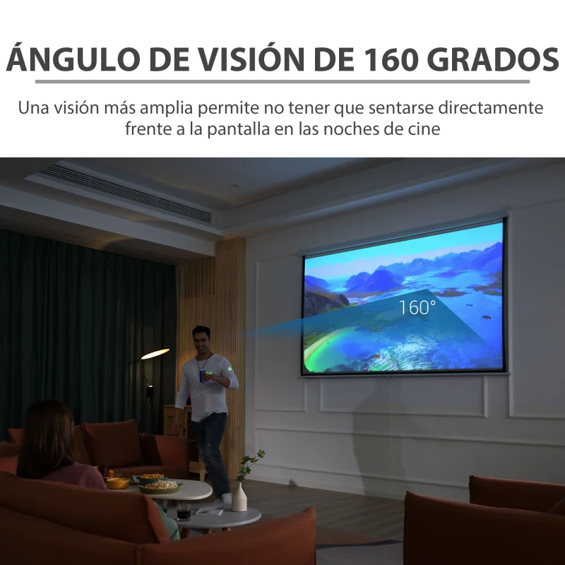 HOMCOM Pantalla de Proyector Manual 120 Pulgadas Formato 4:3/16:9 para Interior y Exterior 244x183 cm Blanco