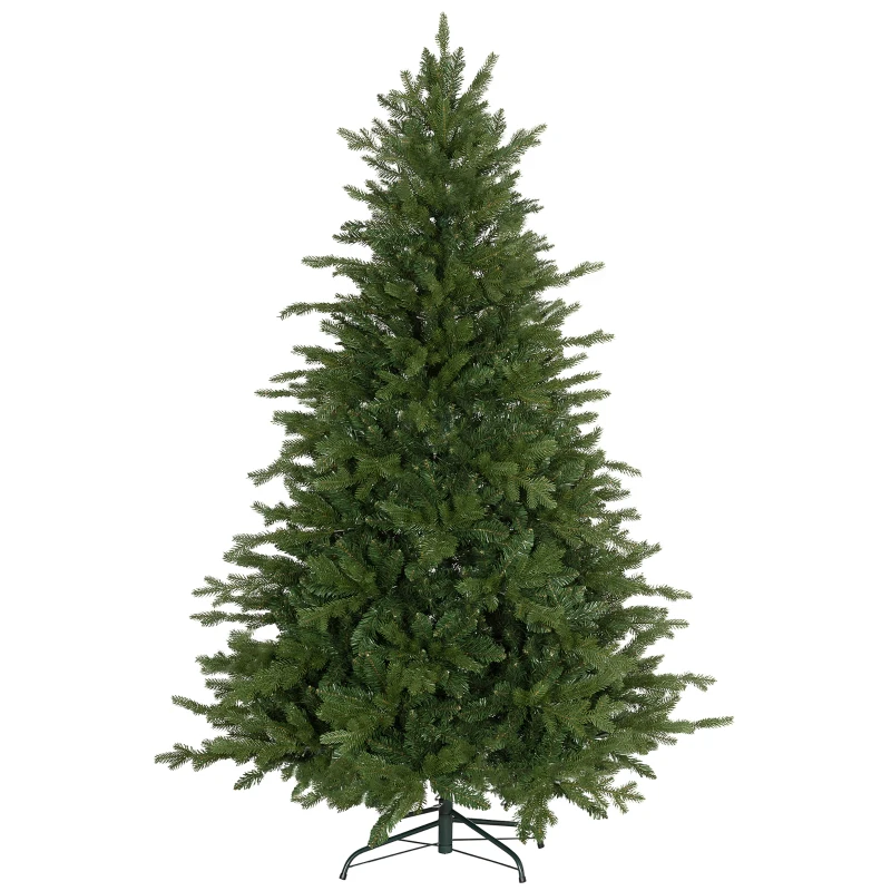 HOMCOM Weihnachtsbaum Künstlich 180 cm Christbaum mit 1821 Flammhemmenden Spitzen, Faltbarer Metallständer