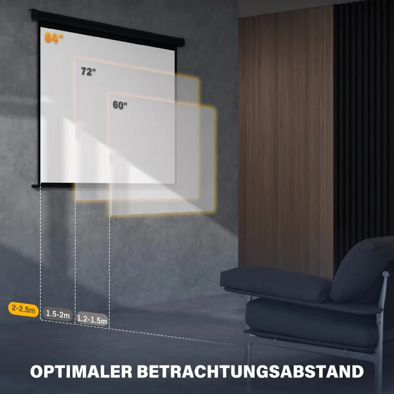 HOMCOM Beamer Leinwand 171 x 128 cm 84 Zoll 4:3 HD 4K Projektionsleinwand Kunststoff, Metall Heimkino
