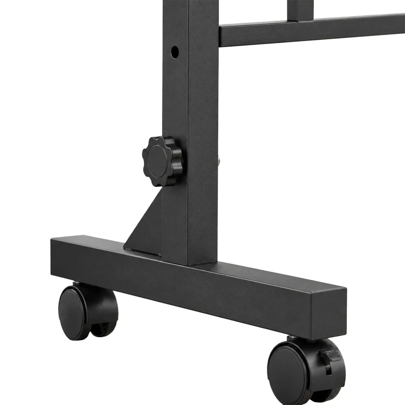 HOMCOM Overbed Table Adjustable Height Sofa Side Table with Wheels 80 x 40 cm Rustic Brown Black