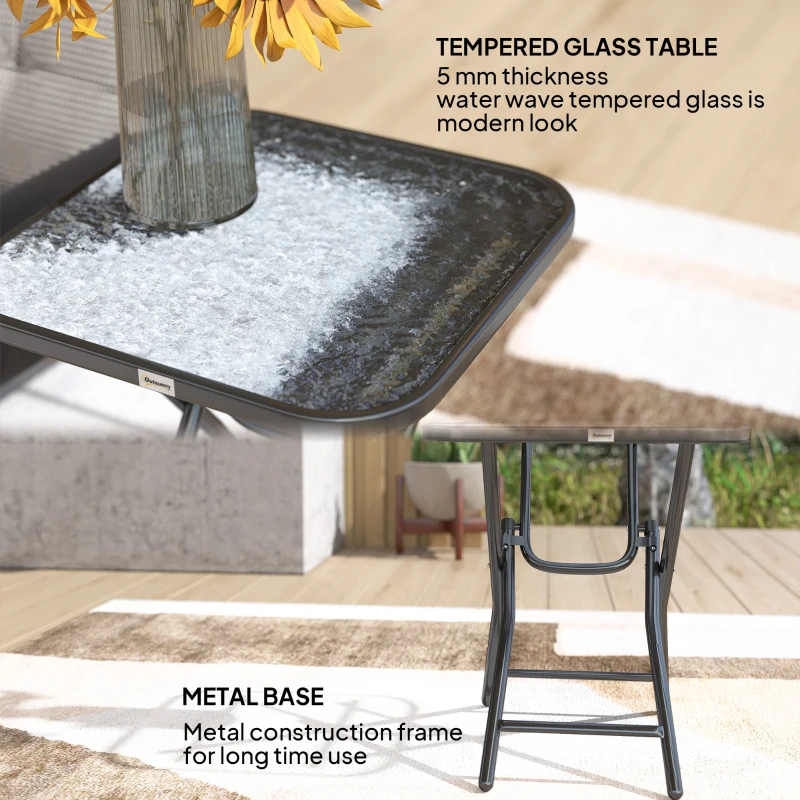Outsunny Foldable Garden Table Square Folding Table for Patio Garden 45 x 45 x 50Hcm Black