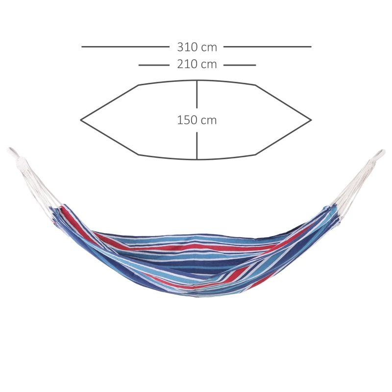 Outsunny Hamaca para Jardín 210x150 cm Hamaca Colgante Portátil Carga Máx. 180 kg para Acampar Piscina Camping Rayas Azul y Rojo