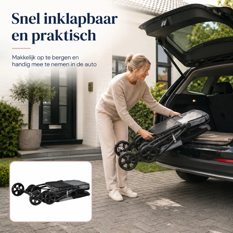 PawHut Opvouwbare Hondenbuggy voor Kleine en Middelgrote Oudere Honden tot 20 kg Grijs