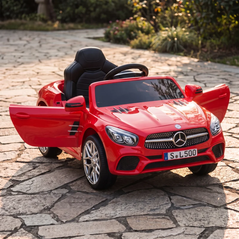 AIYAPLAY Coche Eléctrico para Niños Mercedes-Benz SL500 12V con Mando a Distancia 2,4 G 2 Motores Suspensión Arranque Suave Rojo
