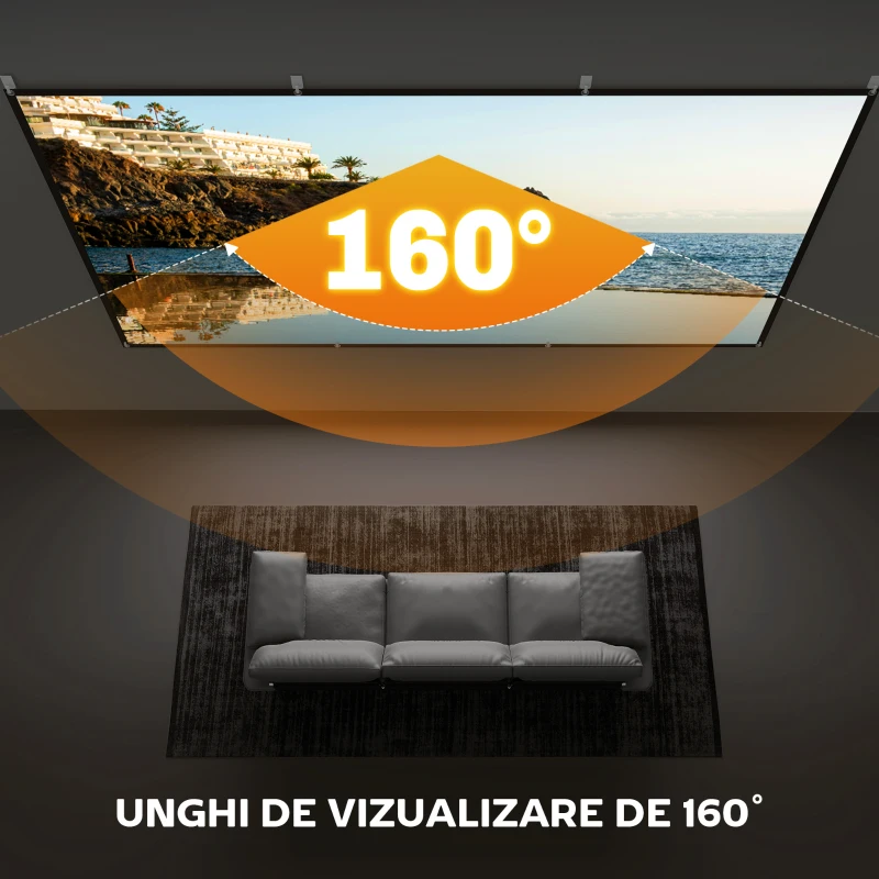 HOMCOM Ecran pentru Proiector 120" 16:9 HD 4K/8K Pliabil și Portabil, Anti-șifonare și Lavabil, Față Dublă, Alb