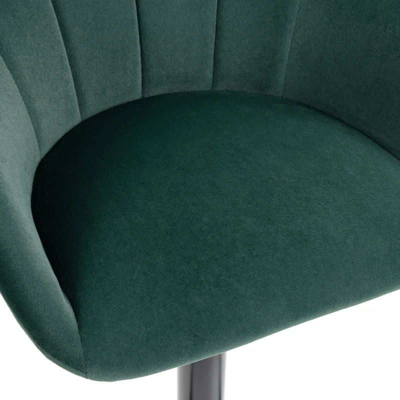 HOMCOM Bar Stools Set of 2 Adjustable Swivel Velvet Breakfast Bar Stools with Backrest, Dark Green