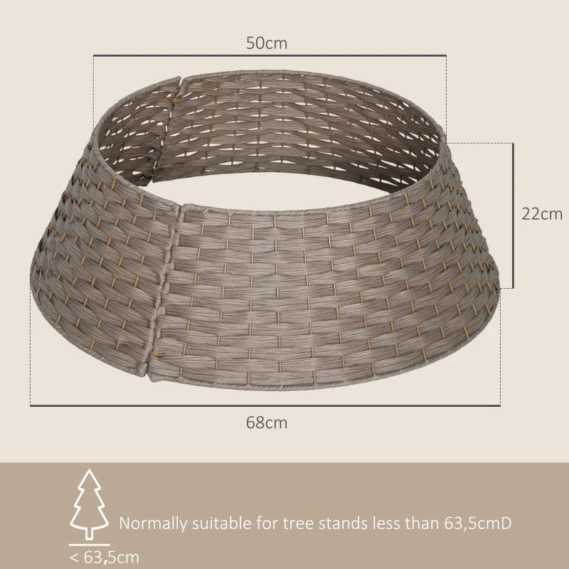 HOMCOM Falda para Árbol de Navidad Rústico Diseño Tejido Cubre Pie para Árbol de Navidad para Fiestas Ø68x22 cm Café
