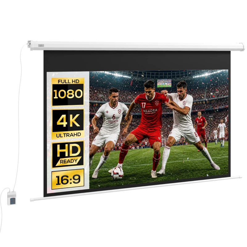 HOMCOM Projectiescherm, 16:9, 84 inch, Met Afstandsbediening, Gemotoriseerd(m-11)