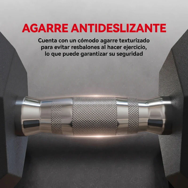HOMCOM Juego de Mancuernas de 2x4 kg con Barra de Conexión Metálica y Cabeza Hexagonal para Entrenamiento en Casa Negro y Plata
