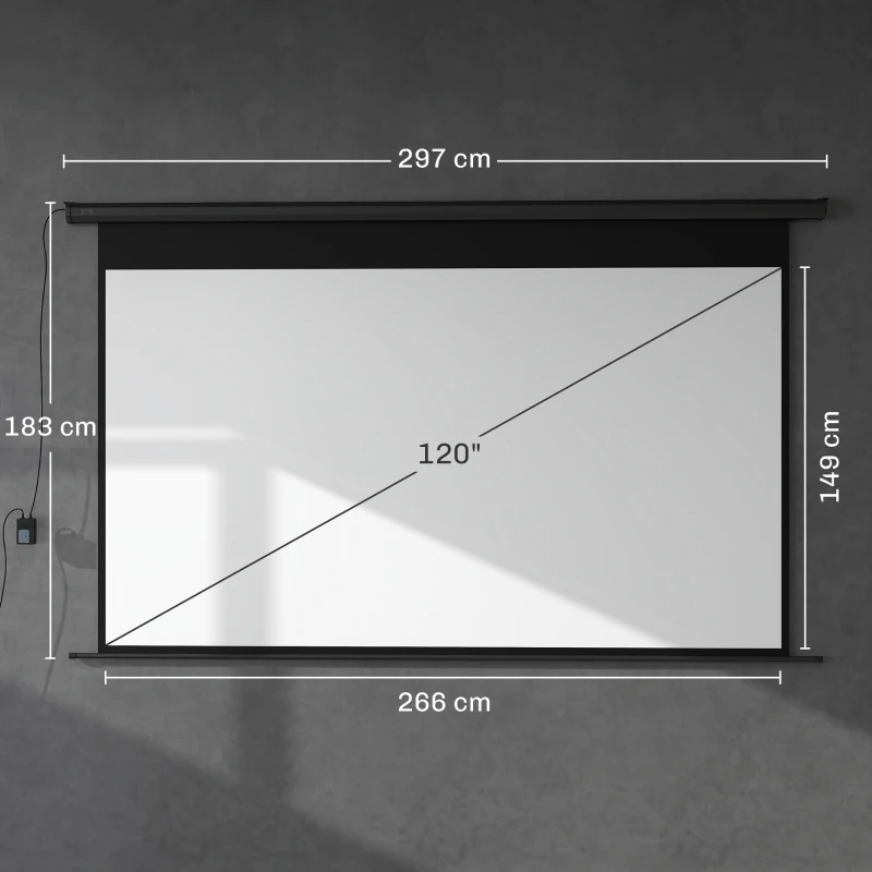 HOMCOM Beamer-Leinwand, 16:9 Format, Fernbedienung, 266 x 149 cm (120 Zoll), Schwarz