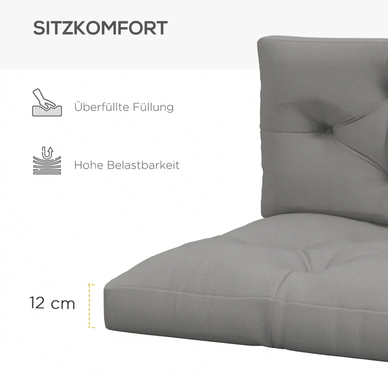 Outsunny Sitzpolster Sitzkissen Polsterauflage, mit Knopfheftung, 120 x 80 x 12 cm, Grau