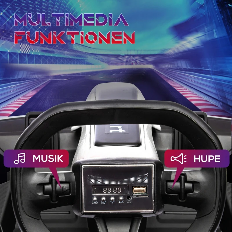 HOMCOM 4 V Elektro Go-Kart für Kinder Bis 12 Km/h Gokart mit Drift-Funktion, 2 Motoren verstellbarem Sitz Sanftanlauf