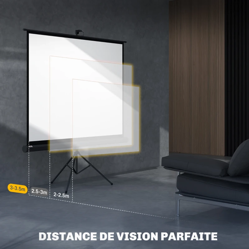 HOMCOM Écran de projection 84 pouces avec support trépied hauteur réglable, écran 4K HD 4:3, en intérieur/à l'extérieur