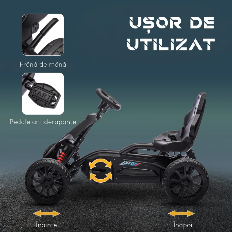 HOMCOM Kart cu Pedale pentru Copii 3-8 Ani, cu Scaun Reglabil