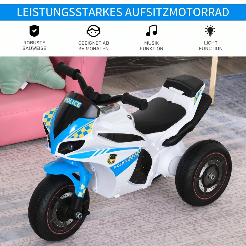 HOMCOM Rutschauto, Rutschfahrzeug mit Musik und Scheinwerfer, Kinderfahrzeug im Rennmotorrad-Design, bis 20kg 18-36 Monate Blau