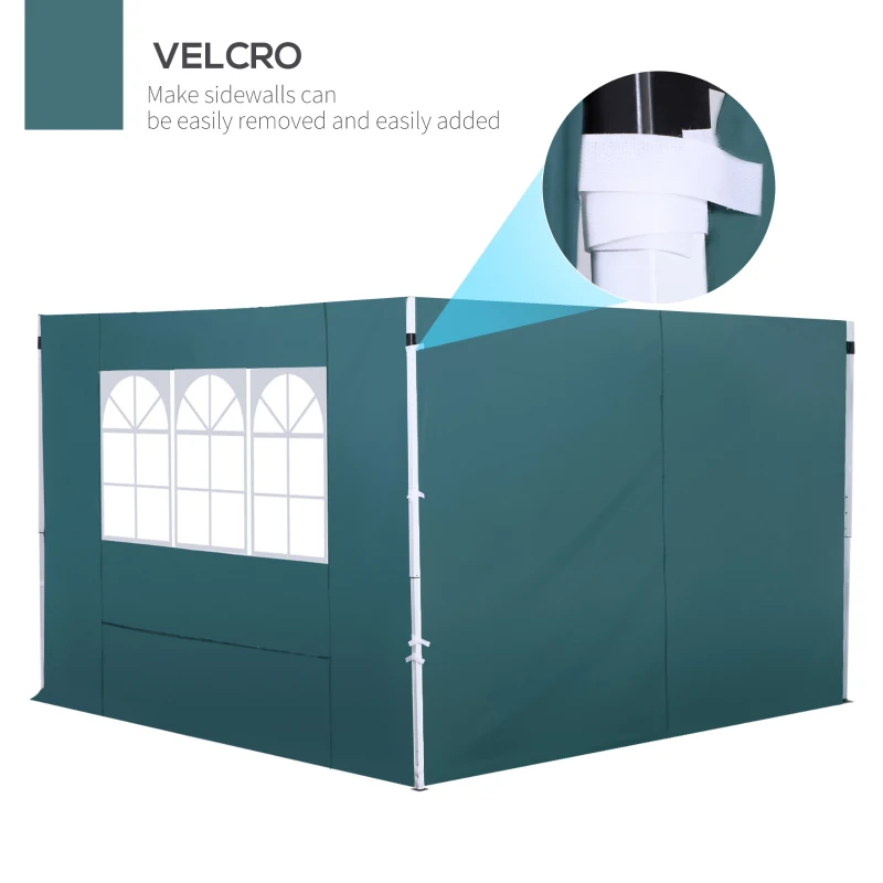 Outsunny 2.95 Meters Gazebo Replaceable Exchangeable Side Panel Wall Panels Walls With Window, Dark Green