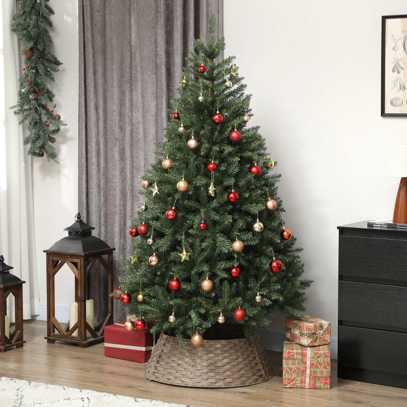 HOMCOM Falda para Árbol de Navidad Rústico Diseño Tejido Cubre Pie para Árbol de Navidad para Fiestas Ø68x22 cm Café