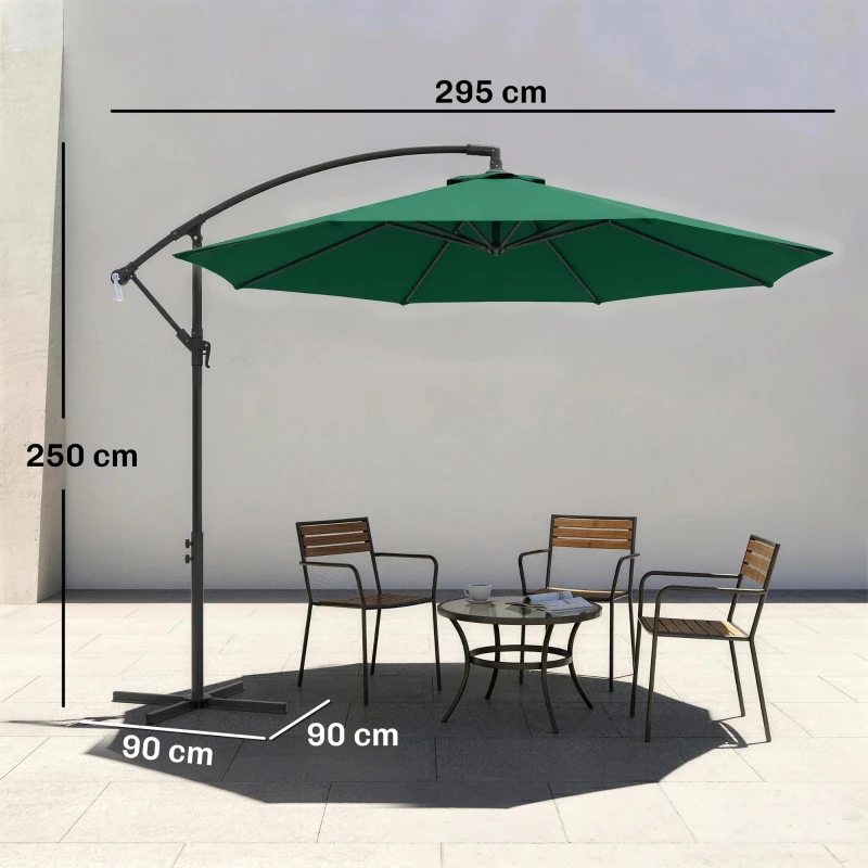 Outsunny Ombrellone da Giardino 3x2.5 m, Inclinabile con Base a Croce e Manovella, in Acciaio e Poliestere