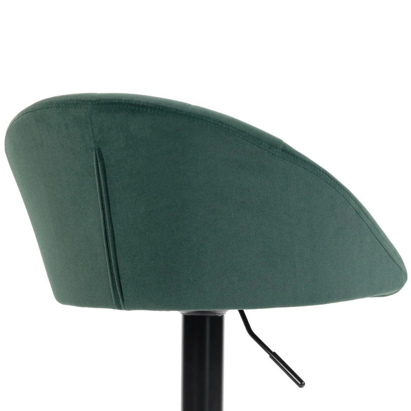 HOMCOM Bar Stools Set of 2 Adjustable Swivel Velvet Breakfast Bar Stools with Backrest, Dark Green
