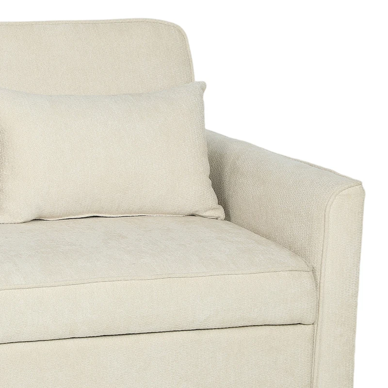 HOMCOM Sofá Cama 2 Plazas 3 en 1 de Chenilla 142 cm con Respaldo Ajustable y 2 Cojines Beige