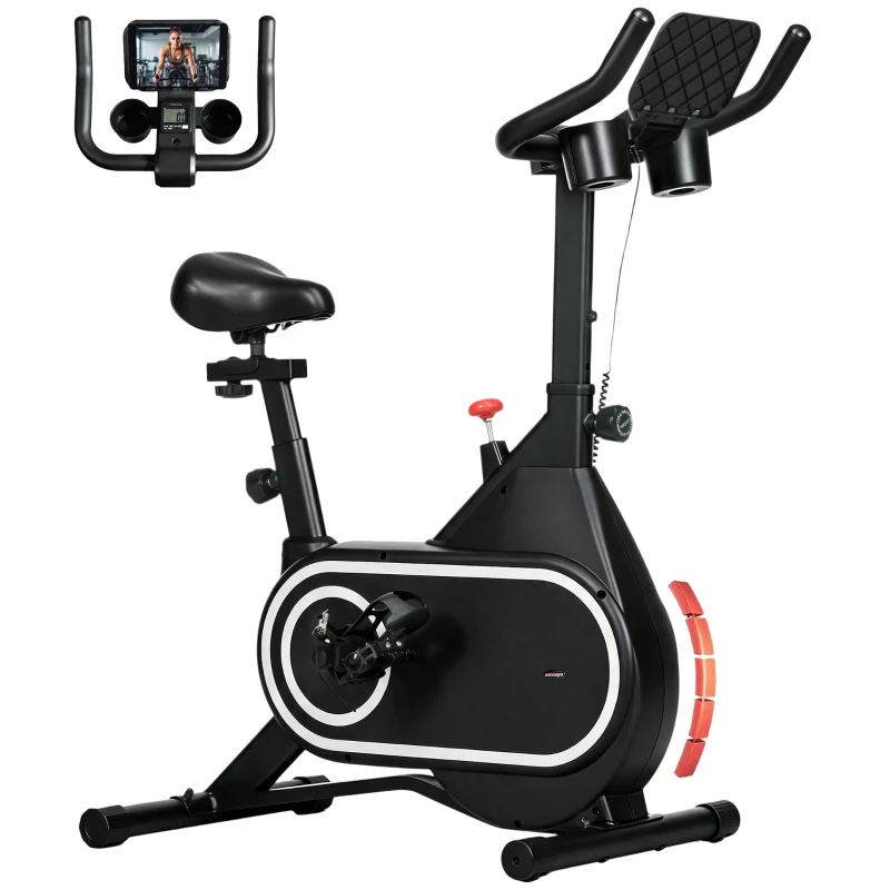 SPORTNOW Vélo d'appartement volant d'inertie silencieux écran LCD guidon et selle réglables support Ipad porte-gobelet intégrés