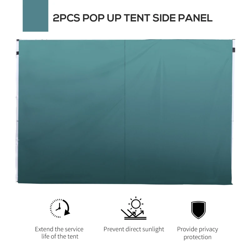 Outsunny 2.95 Meters Gazebo Replaceable Exchangeable Side Panel Wall Panels Walls With Window, Dark Green