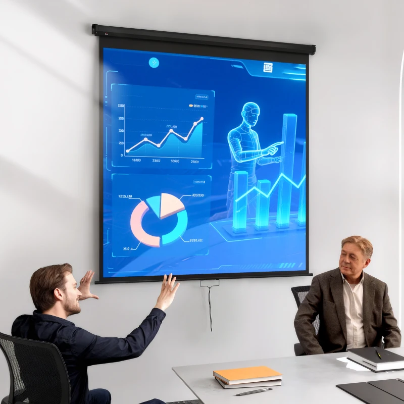 HOMCOM Projectiescherm 178 x 178 cm 99 inch 1:1 HD 4K voor Thuisbioscoop en Presentaties