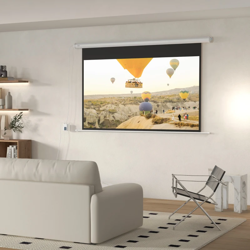 HOMCOM Projectiescherm, 16:9, 84 inch, Met Afstandsbediening, Gemotoriseerd(m-2)