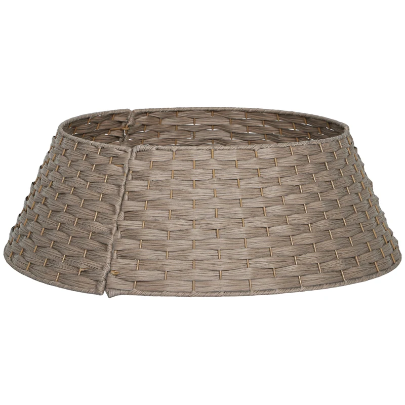 HOMCOM Falda para Árbol de Navidad Rústico Diseño Tejido Cubre Pie para Árbol de Navidad para Fiestas Ø68x22 cm Café