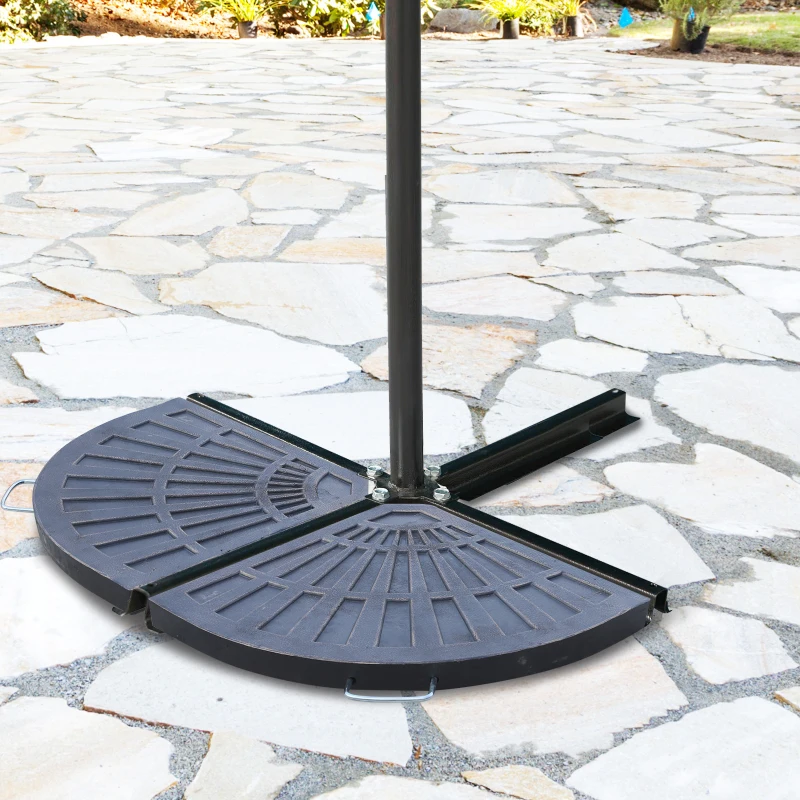 Outsunny 2-tlg. Set Gewichte für Sonnenschirmständer Platten-Schirmständer Sonnenschirmbasis halbrund mit Handgriff Kunstharz + Metall Bronze 66 x 47 x 4,2 cm 30 kg
