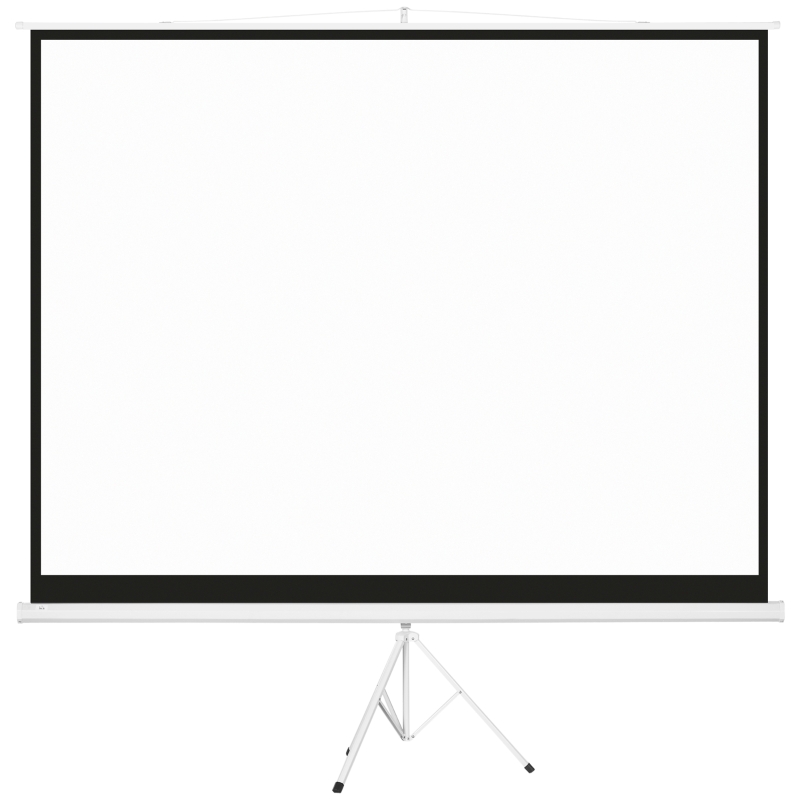 HOMCOM Ecran Proiector 120" Format 4:3 din Material Textil, Plastic și Metal cu Trepied, 244x190 cm, Alb