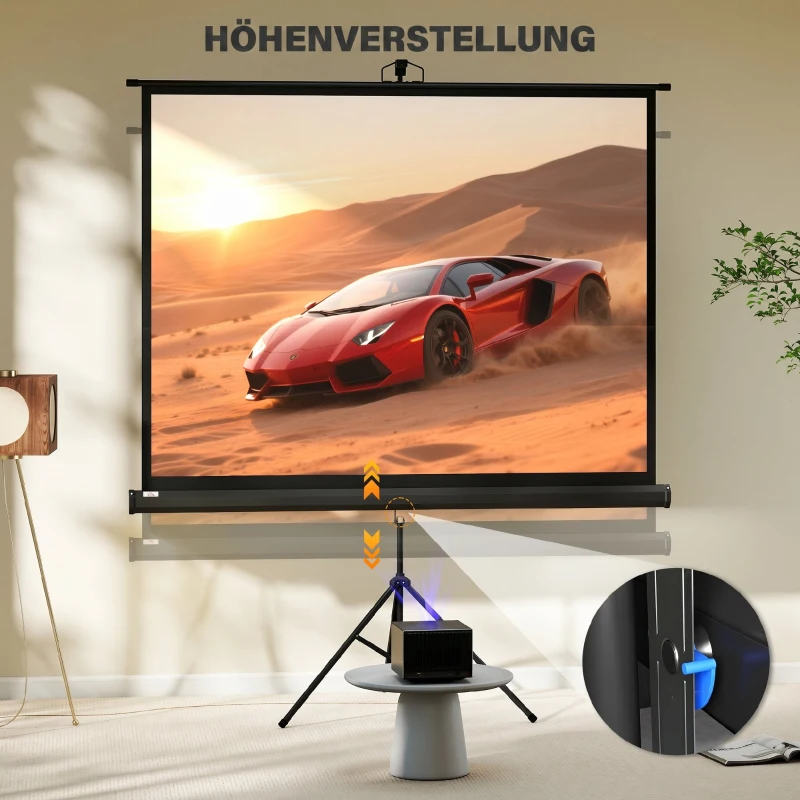 HOMCOM Projectiescherm 4:3, filmscherm voor thuis of kantoor, zwart