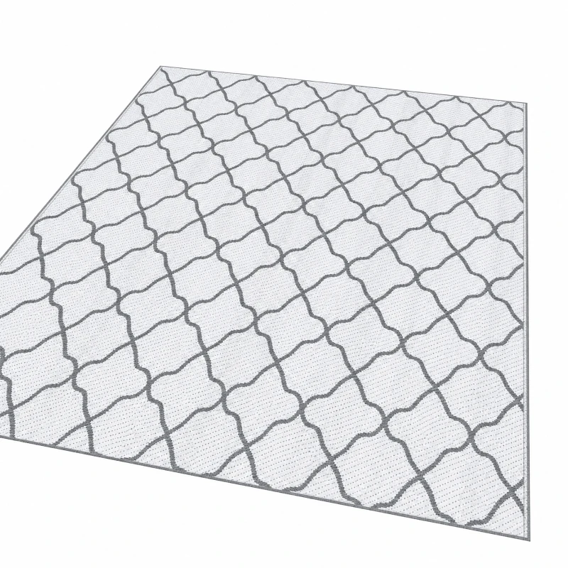 Outsunny Tapis d'extérieur tapis réversible dim. 2,74L x 1,82l m - PP Haute densité 310 g/m² Gris et blanc