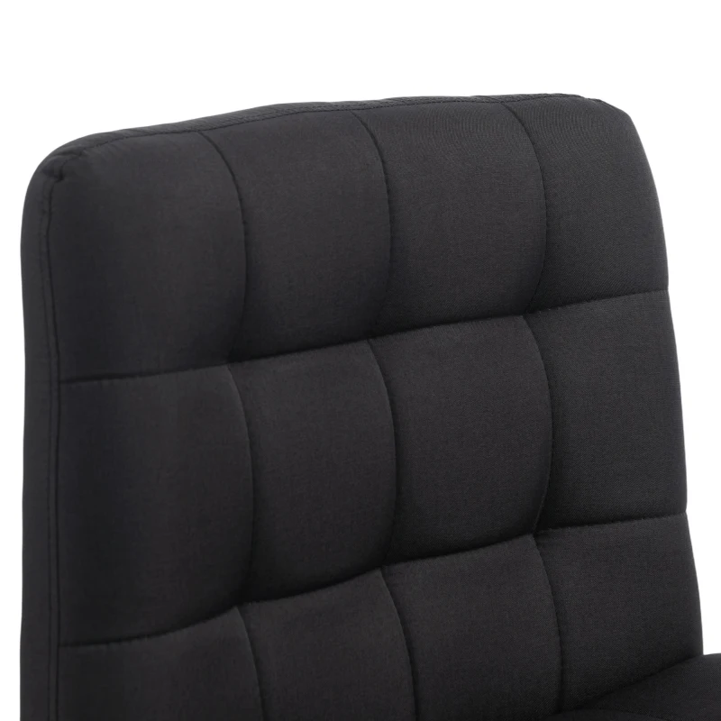 HOMCOM Armless Office Chair, Cross Legged Linen Computer Desk Vanity Chair with Wide Seat, Rocking Function, Black