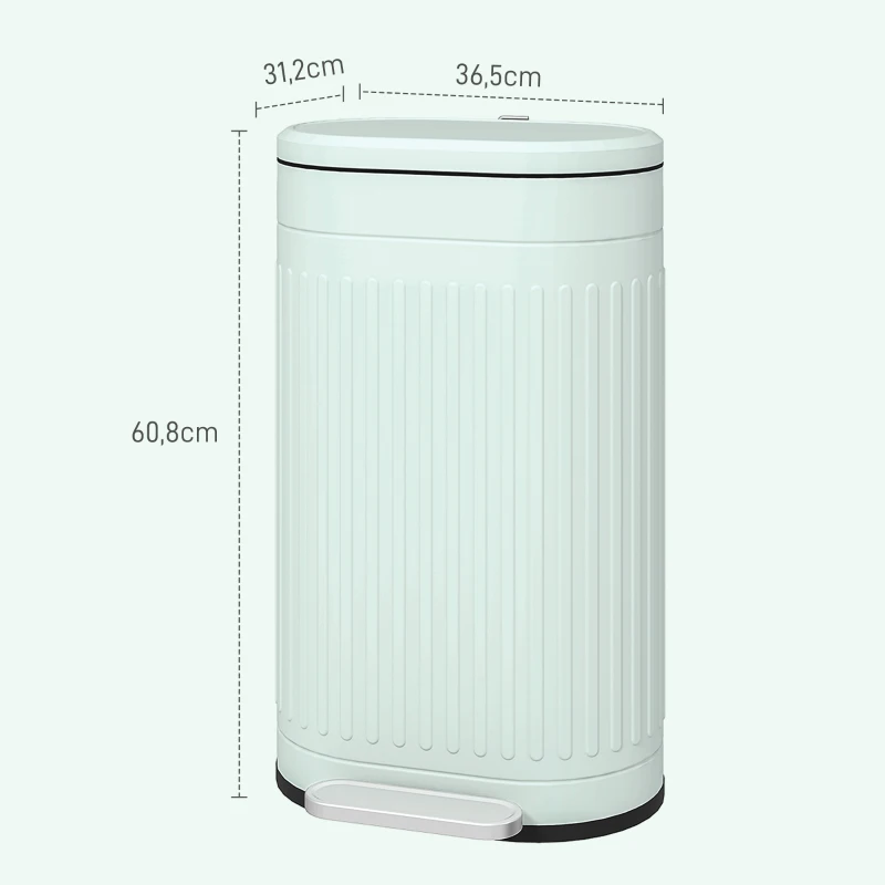 HOMCOM Vuilnisbak 30L pedaalemmer met deksel voetpedaal uitneembare binnenemmer soft-close functie 36,5 x 31,2 x 60,8 cm, Groen
