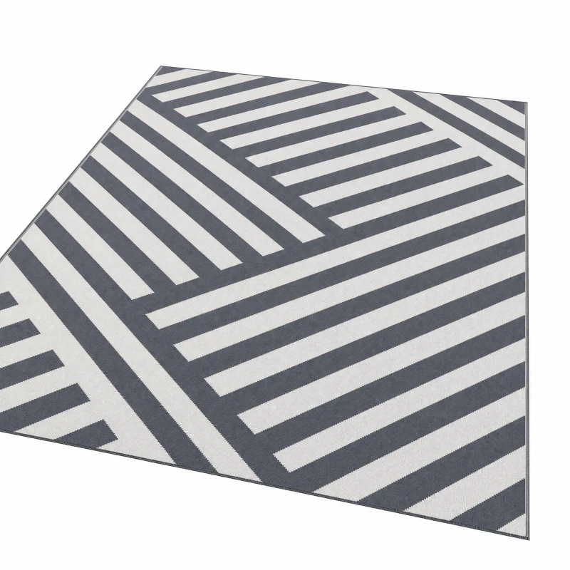 Outsunny Plastic Straw Reversible RV Outdoor Rug with Carry Bag, 182 x 274cm, Grey and Cream