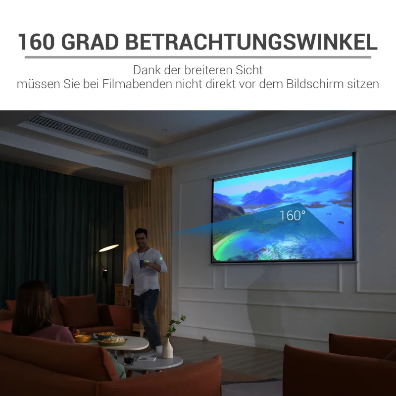 HOMCOM Projectiescherm 203 x 152 cm 100 Inch 4:3/ 16:9 Handmatig voor Thuisbioscoop