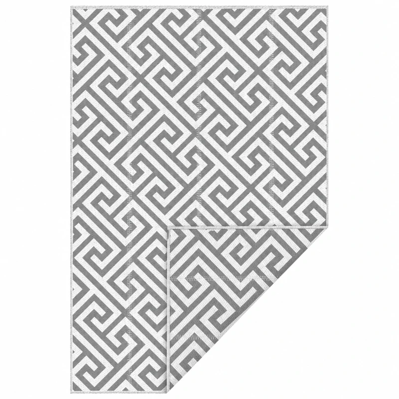 Outsunny Outdoor Rug Reversible Mat Plastic Straw Rug Portable RV Camping Mat for Garden Deck Picnic Indoor, 152 x 243 cm (5 x 8 ft), Light Grey & White