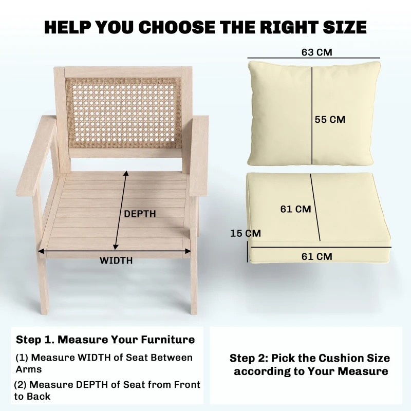 Outsunny Outdoor Seat and Back Cushion Set Patio Deep Seating Chair Replacement Cushion