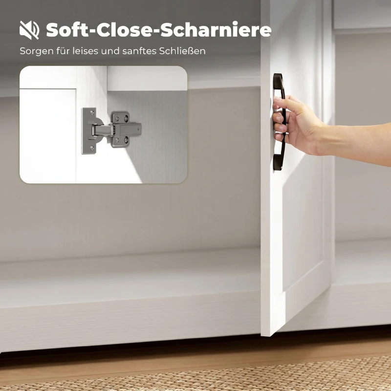 HOMCOM Sideboard mit 2 Schubladen, modernem Aufbewahrungsschrank, verstellbarem Einlegeboden und 3 Türen, Weiß