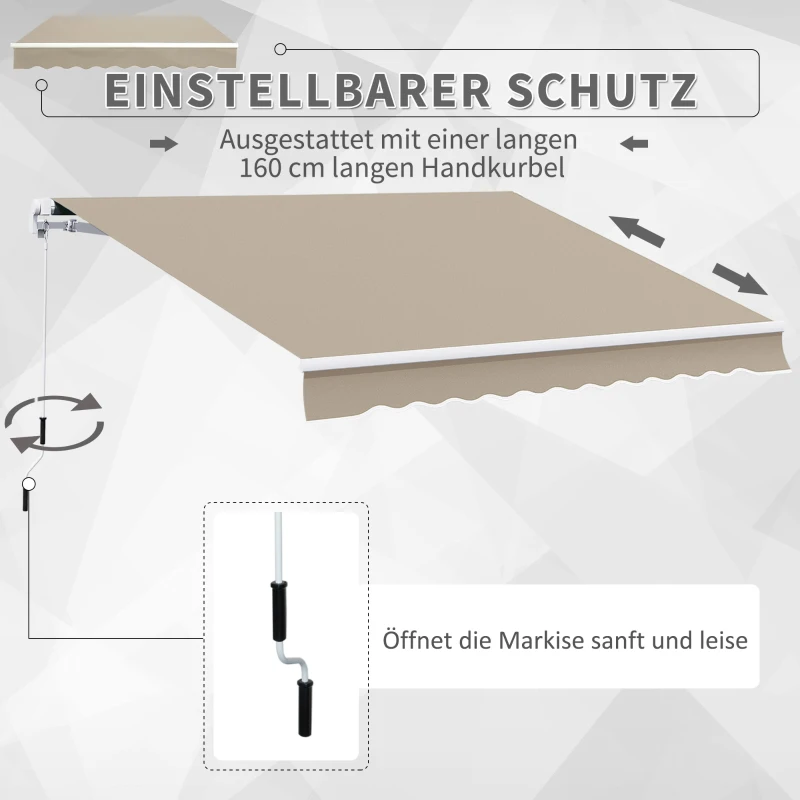 Outsunny Luifel aluminium luifel aluminium knikarmluifel 3 x 4 m zonwering balkon beige