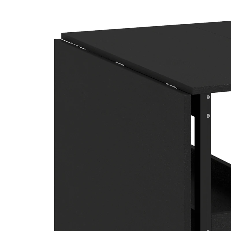 HOMCOM Four-Person Drop Leaf Table - Black Wood-Effect